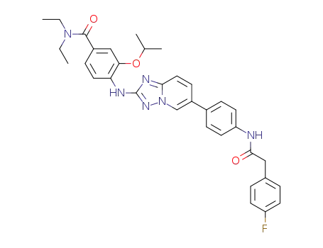 Molecular Structure of 1403330-57-3 (N,N-diethyl-4-{[6-(4-{[(4-fluorophenyl)acetyl]amino}phenyl)[1,2,4]triazolo[1,5-a]pyridin-2-yl]amino}-3-isopropoxybenzamide)