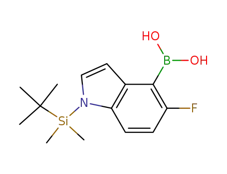 Molecular Structure of 1093066-72-8 ([1-(tert-butyl-dimethyl-silanyl)-5-fluoro-1H-indol-4-yl]boronic acid)