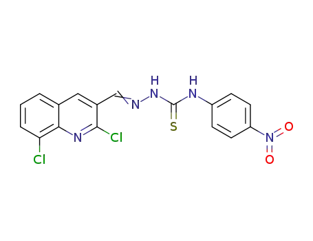 Molecular Structure of 1313027-73-4 (1-((2,8-dichloroquinolin-3-yl)methylene)-4-p-nitrophenylthiosemicarbazide)