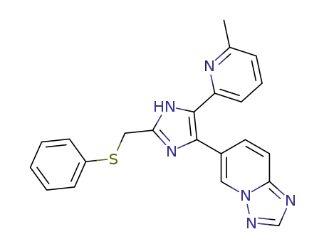 Molecular Structure of 1352609-84-7 (6-(5-(6-methylpyridin-2-yl)-2-((phenylthio)methyl)-1H-imidazol-4-yl)-[1,2,4]triazolo[1,5-a]pyridine)