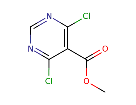 Molecular Structure of 87600-71-3 (5-PYRIMIDINECARBOXYLIC ACID, 4,6-DICHLORO-,METHYL ESTER)