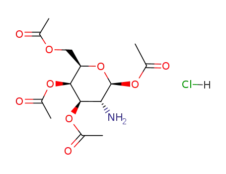 Molecular Structure of 34948-62-4 ([(2S,3R,4R,5R,6R)-6-(acetoxymethyl)-(3-amino)tetrahydro-2H-pyran-2,4,5-triyl]triacetate hydrochloride)