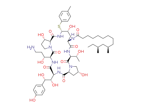Pneumocandin B0, 1-[(4R,5R)-N2-[(10R,12S)-10,12-dimethyl-1-oxotetradecyl]-4-hydroxy-5-[(4-methylphenyl)thio]-L-ornithine]-5-[(3R)-3-hydroxy-L-ornithine]-