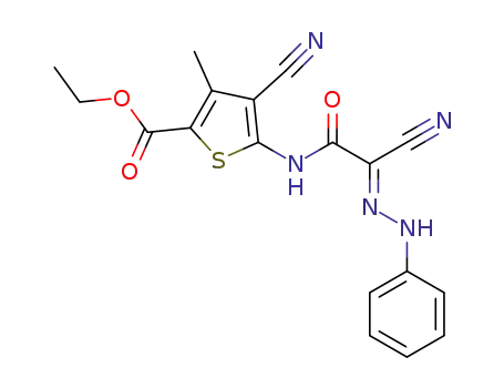 (E)-4-cyano-5-[2-cyano-2-(phenylhydrazono)acetylamino]-3-methylthiophene-2-carboxylic acid ethyl ester