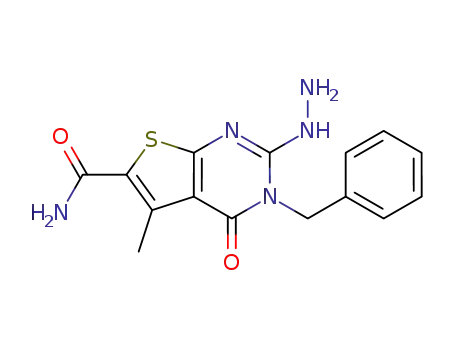 3-benzyl-2-hydrazino-5-methyl-4-oxo-3,4-dihydrothieno[2,3-d]pyrimidine-6-carboxamide