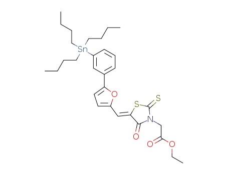(Z)-ethyl-2-(4-oxo-2-thioxo-5-((5-(3-(tributylstannyl)phenyl)furan-2-yl)methylene)thiazolidin-3-yl) acetate