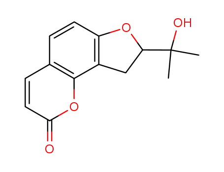Molecular Structure of 3804-70-4 (2H-Furo(2,3-h)-1-benzopyran-2-one, 8,9-dihydro-8-(1-hydroxy-1-methylet hyl)-, (S)-)