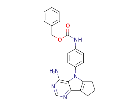 Molecular Structure of 1402558-20-6 (benzyl N-[4-(4-amino-7,8-dihydro-6H-cyclopenta[2,3]pyrrolo[2,4-d]pyrimidin-5-yl)phenyl]carbamate)