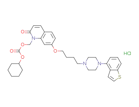 Molecular Structure of 1427049-18-0 (carbonic acid 7-[4-(4-benzo[b]thiophen-4-ylpiperazin-1-yl)butoxy]-2-oxo-2H-quinolin-1-ylmethyl ester cyclohexyl ester hydrochloride)
