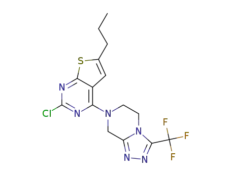 Molecular Structure of 1215167-26-2 (7-(2-Chloro-6-propyl-thieno[2,3-d]pyrimidin-4-yl)-3-trifluoromethyl-5,6,7,8-tetrahydro-[1,2,4]triazolo[4,3-a]pyrazine)