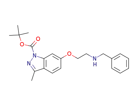 Molecular Structure of 1221179-37-8 (tert-butyl 6-(2-(benzylamino)ethoxy)-3-methylindazole-1-carboxylate)
