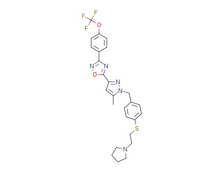 5-[5-Methyl-1-(4-{[2-(pyrrolidin-1-yl)ethyl]sulphanyl}benzyl)-1H-pyrazol-3-yl]-3-[4-(trifluoromethoxy)phenyl]-1,2,4-oxadiazole
