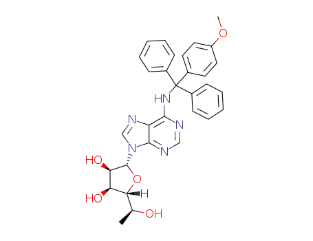 2-(1-hydroxy-ethyl)-5-(6-{[(4-methoxy-phenyl)-diphenyl-methyl]-amino}-purin-9-yl)-tetrahydro-furan-3,4-diol