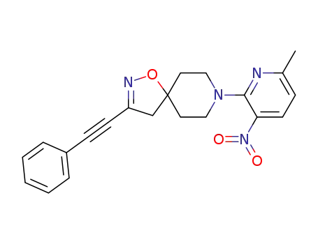 Molecular Structure of 1354930-11-2 (3-phenylethynyl-8-(6-methyl-3-nitro-2-pyridyl)-1-oxa-2,8-diazaspiro[4.5]dec-2-ene)