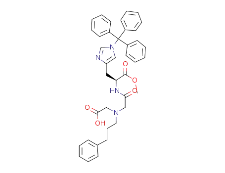 Molecular Structure of 1333227-01-2 ((S)-2-{2-[Carboxymethyl-(3-phenyl-propyl)-amino]-acetylamino}-3-(1-trityl-1H-imidazol-4-yl)-propionic acid methyl ester)