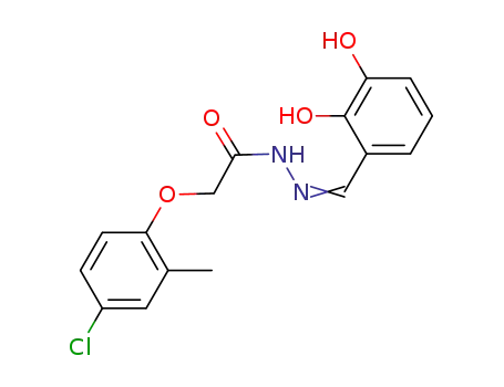Molecular Structure of 1637484-83-3 (2-(4-chloro-2-methylphenoxy)-N'-[-(2,3-dihydroxyphenyl)methylidene]acetohydrazide)