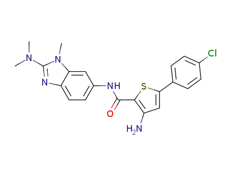 3-amino-5-(4-chlorophenyl)-N-[2-(dimethylamino)-1-methyl-1H-benzimidazol-6-yl]thiophene-2-carboxamide