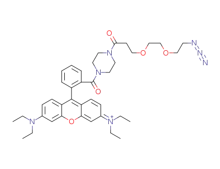 Molecular Structure of 1604837-30-0 (rhodamine B 3-(2-(2-azidoethoxy)ethoxy)-1-(piperazin-1-yl)propan-1-one)