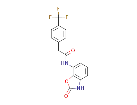 Molecular Structure of 1338064-96-2 (2-(4-(trifluoromethyl)phenyl)-N-(2,3-dihydro-2-oxobenzo[d]oxazol-7-yl)acetamide)