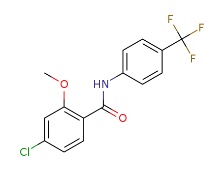 Molecular Structure of 494206-54-1 (Benzamide, 4-chloro-2-methoxy-N-[4-(trifluoromethyl)phenyl]-)