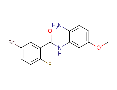 Molecular Structure of 1258281-42-3 (N-(2-amino-5-methoxy-phenyl)-5-bromo-2-fluoro-benzamide)