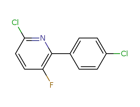 Molecular Structure of 1233697-21-6 (6-chloro-2-(4-chloro-phenyl)-3-fluoro-pyridine)