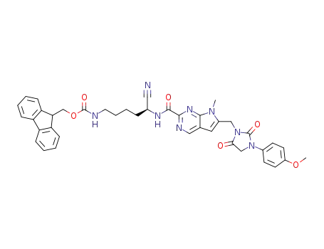 9H-fluoren-9-ylmethyl N-[(5S)-5-cyano-5-[[6-[[3-(4-methoxyphenyl)-2,5-dioxo-imidazolidin-1-yl]methyl]-7-methyl-pyrrolo[2,3-d]pyrimidine-2-carbonyl]amino]pentyl]carbamate
