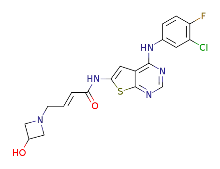 Molecular Structure of 1595285-90-7 ((E)-N-(4-((3-chloro-4-fluorophenyl)amino)thieno[2,3-d]pyrimidin-6-yl)-4-(3-hydroxyazetidin-1-yl)but-2-enamide)