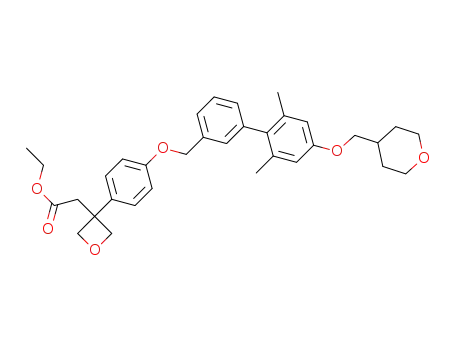 ethyl 2-(3-(4-((2',6'-dimethyl-4'-((tetrahydro-2H-pyran-4-yl)methoxy)-[1,1'-biphenyl]-3-yl)methoxy)phenyl)oxetan-3-yl)acetate