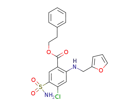 Molecular Structure of 1236290-40-6 (2-phenylethyl 5-aminosulfonyl-4-chloro-2-[(2-furanylmethyl)amino]benzoate)
