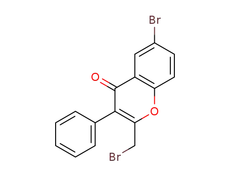 Molecular Structure of 1300581-10-5 (6-Bromo-2-(bromomethyl)-3-phenyl-4H-chromen-4-one)