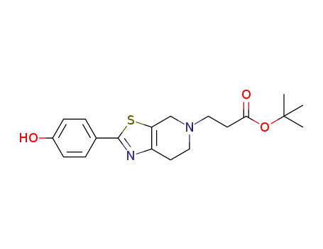 Molecular Structure of 1354910-21-6 (3-[2-(4-hydroxy-phenyl)-6,7-dihydro-4H-thiazolo[5,4-c]pyridine-5-yl]-propionic acid t-butyl ester)