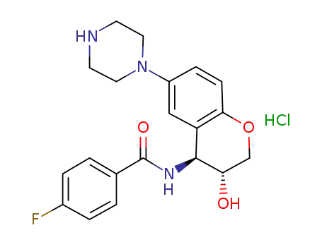4-fluoro-N-[(3R,4S)-3-hydroxy-6-piperazin-1-yl-chroman-4-yl]benzamide hydrochloride