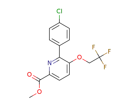 Molecular Structure of 1364677-57-5 (6-(4-chloro-phenyl)-5-(2,2,2-trifluoro-ethoxy)-pyridine-2-carboxylic acid methyl ester)