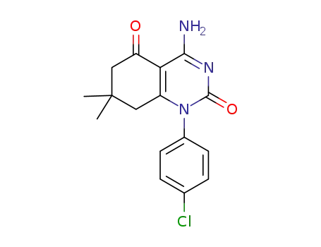 Molecular Structure of 1395080-91-7 (4-amino-1-(4-chlorophenyl)-7,7-dimethyl-1-phenyl-7,8-dihydroquinazoline-2,5-(1H,6H)-dione)