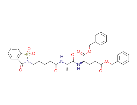 dibenzyl (2R)-2-[((2S)-2-{[5-(1,1,3-trioxo-1,3-dihydro-2H-1,2-benzisothiazol-2-yl)pentanoyl]amino}propanoyl)amino]pentanedioate