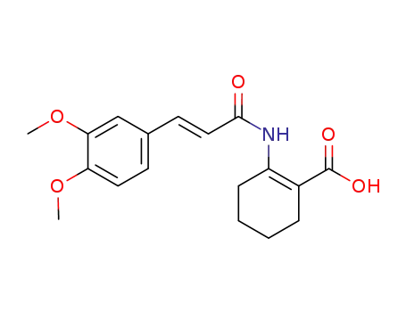 Molecular Structure of 1616119-10-8 ((E)-2-(3-(3,4-dimethoxyphenyl)acrylamido)cyclohex-1-enecarboxylic acid)