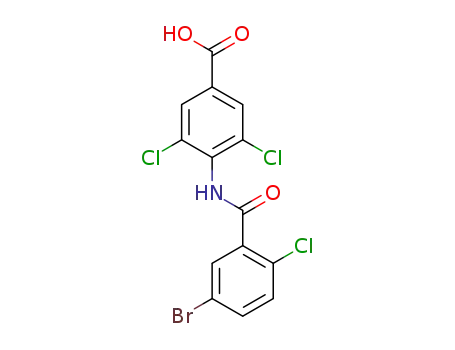 Molecular Structure of 1621681-40-0 (4-(5-bromo-2-chlorobenzamido)-3,5-dichlorobenzoic acid)