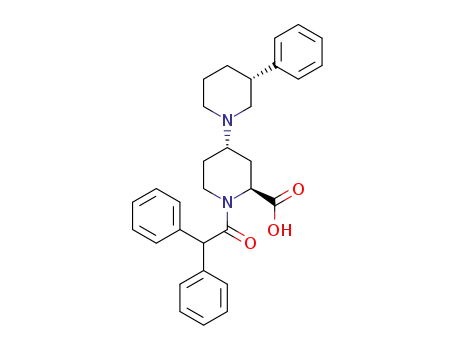 Molecular Structure of 1448667-87-5 ((2'S,3R,4'S)-1<sup>,</sup>-(2,2-diphenylacetyl)-3-phenyl-[1,4'-bipiperidine]-2'-carboxylic acid)