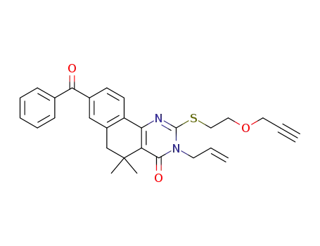 Molecular Structure of 1579957-01-9 (3-allyl-8-benzoyl-5,5-dimethyl-2-((2-(prop-2-yn-1-yloxy)ethyl)thio)-5,6-dihydrobenzo[h]quinazolin-4(3H)-one)