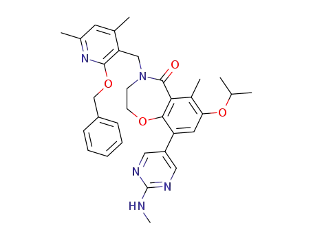 4-{[2-(benzyloxy)-4,6-dimethylpyridin-3-yl]methyl}-6-methyl-9-[2-(methylamino)pyrimidin-5-yl]-7-(propan-2-yloxy)-3,4-dihydro-1,4-benzoxazepin-5(2H)-one
