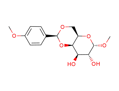 Molecular Structure of 185754-26-1 ((2S,4aR,7R,8R,8aR)-6-methoxy-2-(4-methoxyphenyl)hexahydropyrano[3,2-d][1,3]dioxine-7,8-diol)