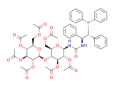 Molecular Structure of 1619940-60-1 (N-[(1S,2S)-2-(diphenylphosphino)-1,2-diphenylethyl]-N'-(2,3,6,2',3',4',6'-hexa-O-acetyl-β-D-cellobiose)urea)