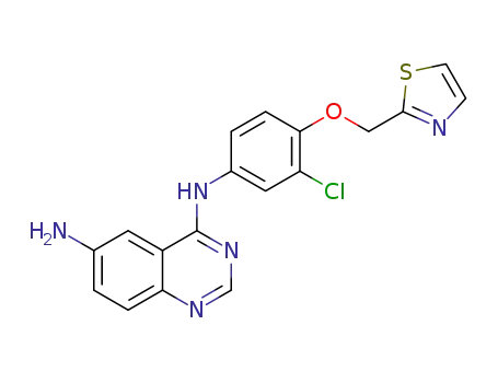 Molecular Structure of 1012041-42-7 (4-N-(3-chloro-4-(thiazol-2-ylmethoxy)phenyl)quinazoline-4,6-diamine)