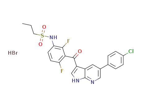 propane-1-sulfonic acid {3-[5-(4-chlorophenyl)-1H-pyrrolo[2,3-b]pyridine-3-carbonyl-2,4-difluorophenyl]amide}, hydrobromic acid salt