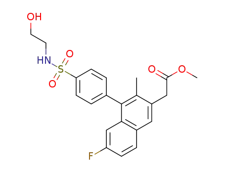 {6-fluoro-4-[4-(2-hydroxy-ethylsulfamoyl)-phenyl]-3-methyl-naphthalen-2-yl}-acetic acid methyl ester