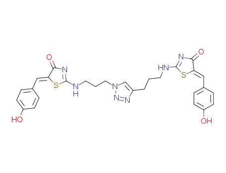 (5Z,5'Z)-5-(4-hydroxybenzylidene)-2-{[2-(4-{[(5-(4-hydroxybenzylidene)-4-oxo-4,5-dihydro-1,3-thiazol-2-yl)amino]propyl}-1H-1,2,3-triazol-1-yl)propyl]amino}-1,3-thiazol-4(5H)-one
