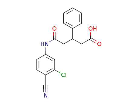 Molecular Structure of 1427185-38-3 (5-((3-chloro-4-cyanophenyl)amino)-5-oxo-3-phenylpentanoic acid)