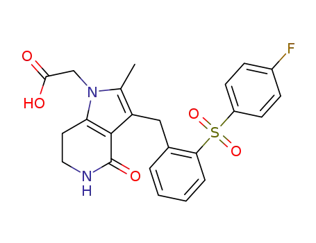 Molecular Structure of 1415043-08-1 ((3-{2-[(4-Fluorophenyl)sulfonyl]benzyl}-2-methyl-4-oxo-4,5,6,7-tetrahydro-1H-pyrrolo[3,2-c]pyridin-1-yl)acetic acid)