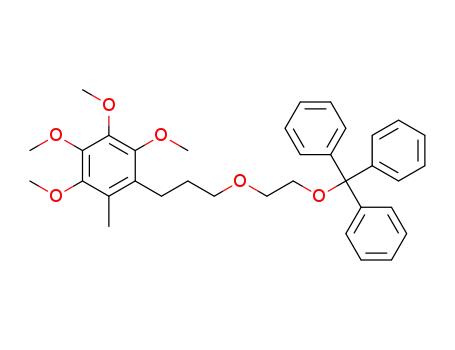 Molecular Structure of 1431987-59-5 (((2-(3-(2,3,4,5-tetramethoxy-6-methylphenyl)propoxy)ethoxy)methanetriyl)tribenzene)